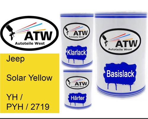 Jeep, Solar Yellow, YH / PYH / 2719: 500ml Lackdose + 500ml Klarlack + 250ml Härter - Set, von ATW Autoteile West.